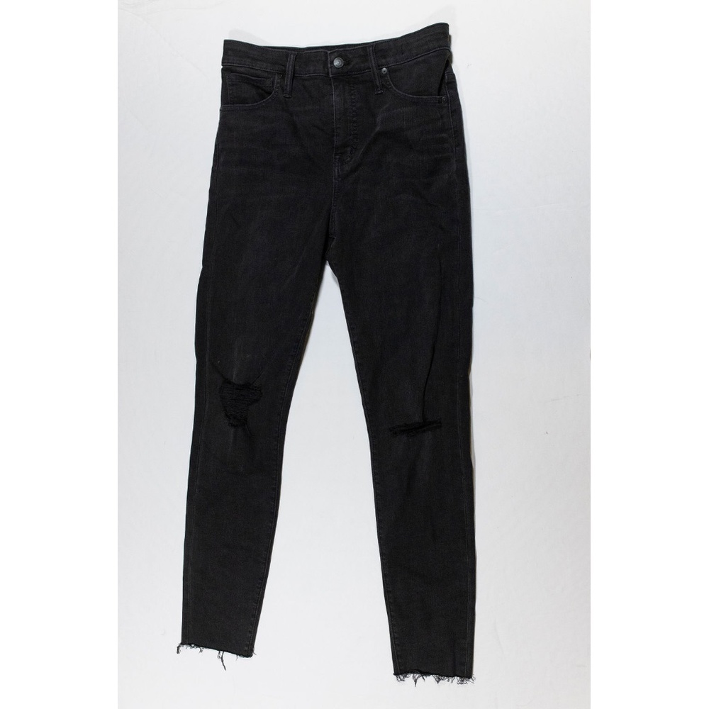Madewell Women's Curvy High Rise Skinny Cotton Stretch Raw Hem Jeans Pants Black